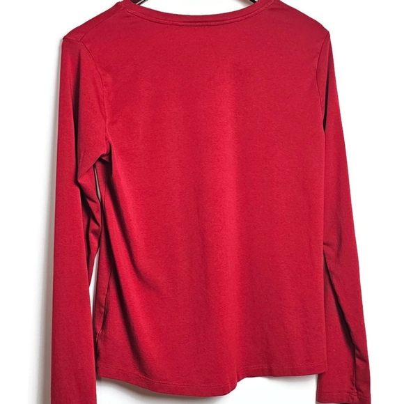 Eddie Bauer Size L Red Long Sleeve Pullover Knit Top Vee Neck - Picture 3 of 5